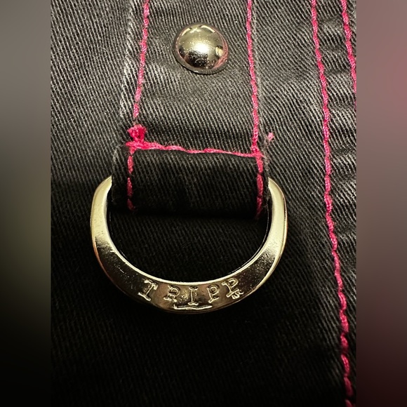 🎀 TRIPP NYC 🎀 BLACK PINK RAVE CHAIN STRAP PANTS - Picture 2 of 7